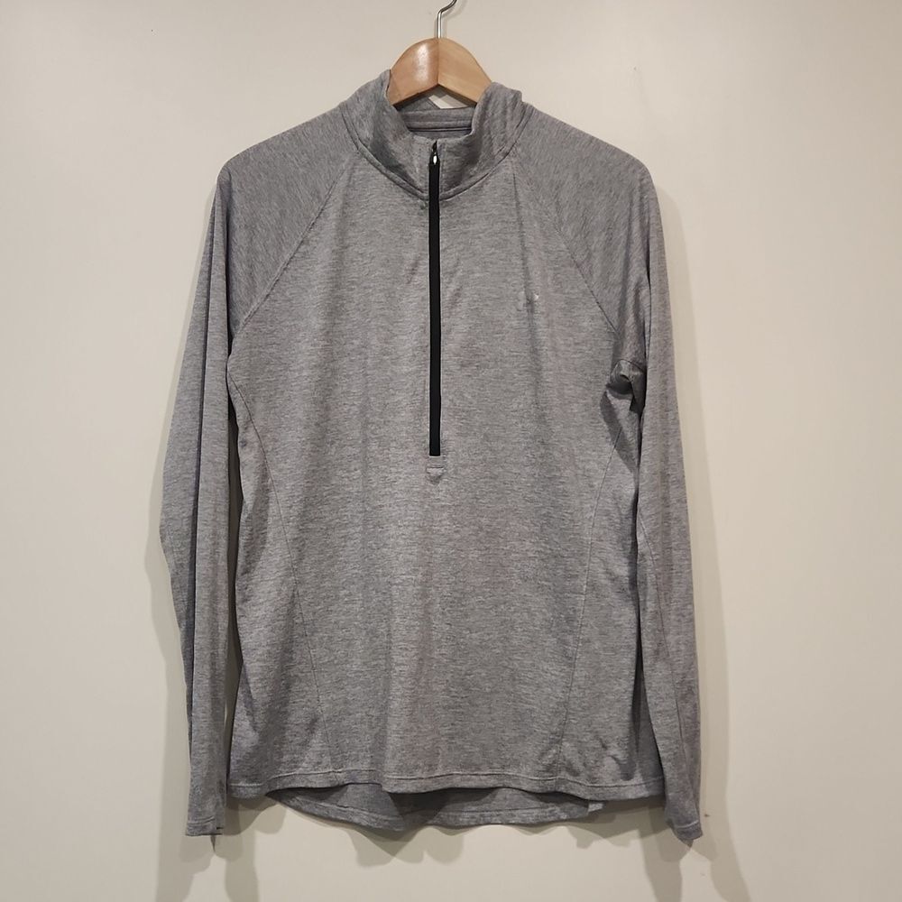 Under armour shirt mens loose fit 1/4 zip pullover heatwear lightweight grey